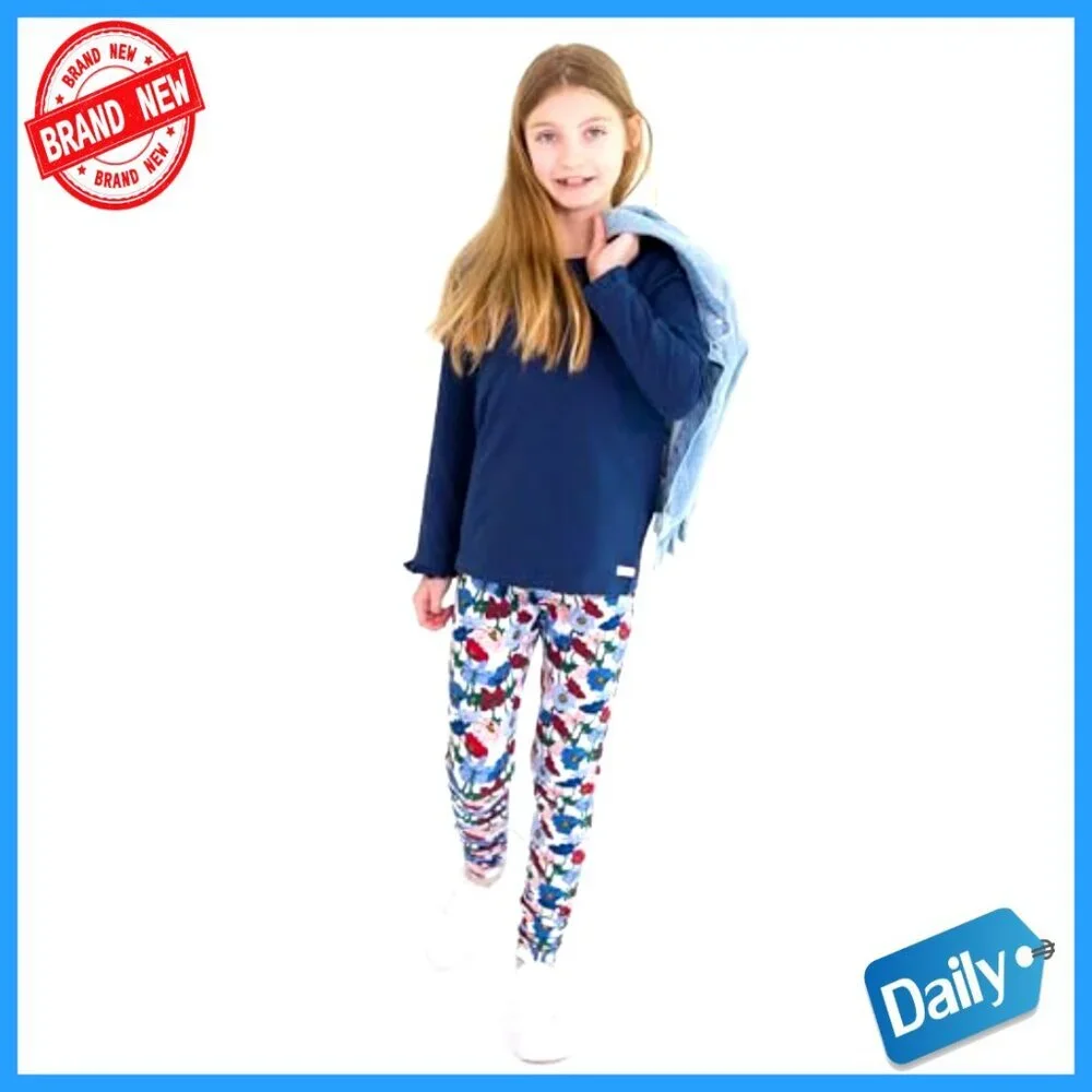 Girls Long Sleeve Knit Layering Tee Ruffle Detail Stretchy Cotton